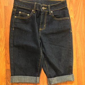 CARMAR Size 26 Bermuda Cuffed Stretch Blue Denim Jeans Shorts New